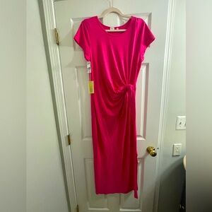 NWT Aritzia Wilfred Fortune Midi Dress in Bright Rose in size USWXL